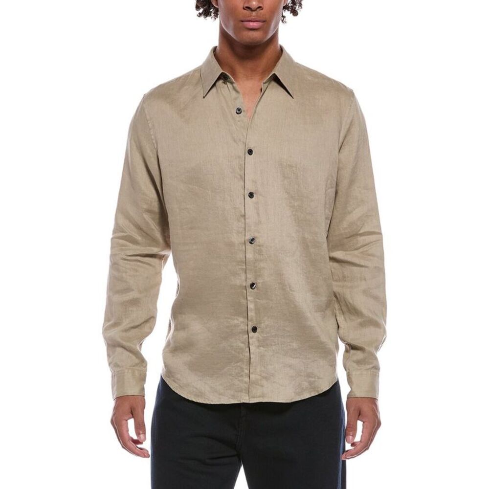 Theory Mens  Irving Linen Shirt, Brown